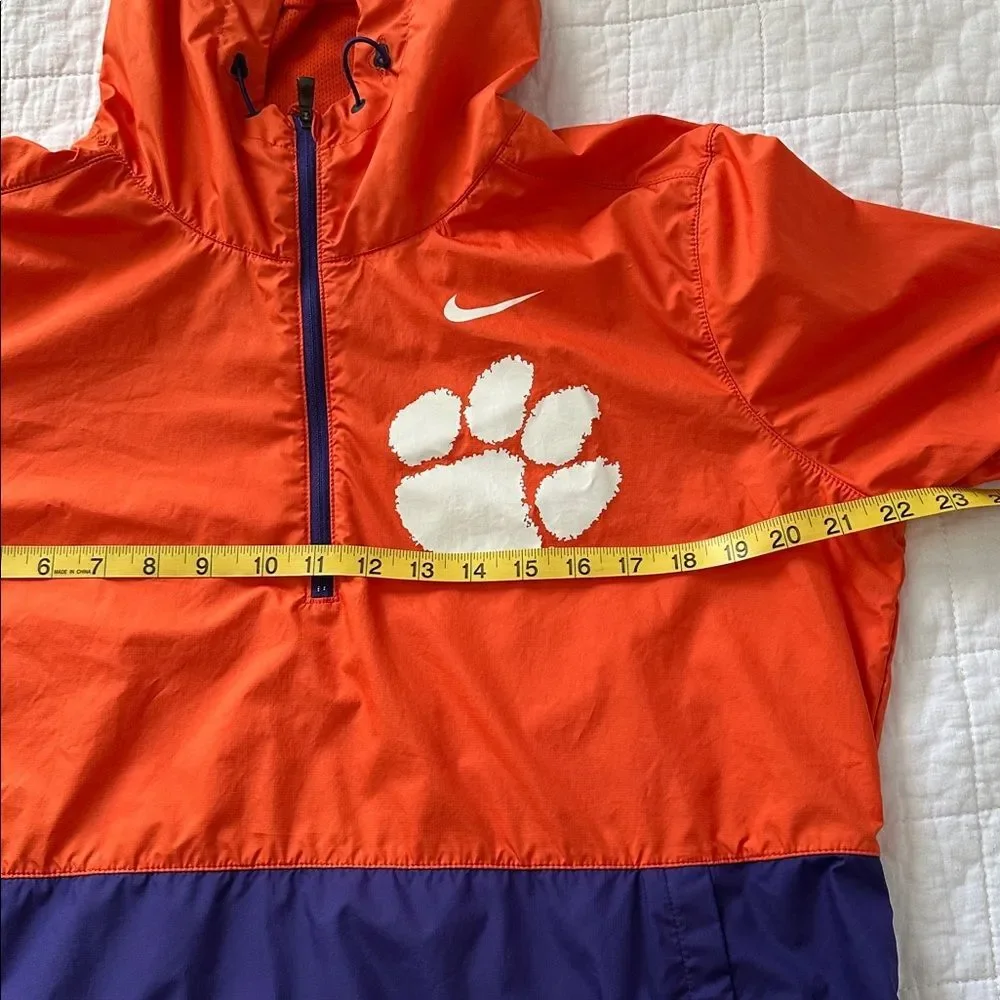 Nike Clemson Tigers Windbreaker Jacket Men’s Large Orange Purple Hooded Half Zip